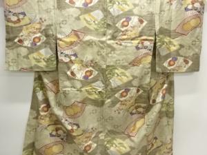 アンティーク　扇に花模様長襦袢